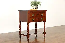 Sheraton Antique 1820 Mahogany Nightstand, Lamp Table or Sewing Stand #37958