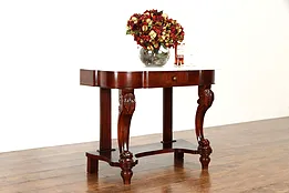 Empire Antique Mahogany Console Table or Server, Marble Top #37982