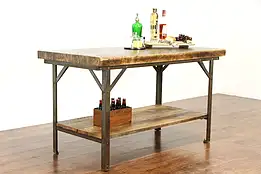 Industrial Salvage Vintage Wine Cheese Work Table Kitchen Island, Uniquip #37996