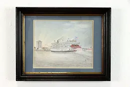 Delta Queen Paddlewheel Original Watercolor Painting, Signed 18" #37742