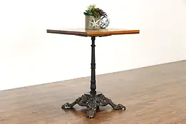 Victorian Style Vintage Cafe or Pub Table, Mahogany, Cast Iron Base #37856