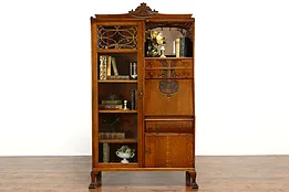 Victorian Antique Oak Side by Side Secretary Desk & Bookcase #38214