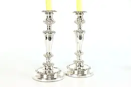 Pair of Victorian Antique Silverplate Embossed Candlesticks #37770