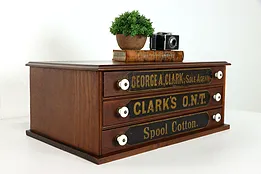 Victorian Antique Walnut Spool Cabinet, Jewelry, Collector Chest, Clark #38109