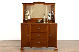 Art Deco Quarter Sawn Oak Antique Buffet, Sideboard, Bar Cabinet #38209
