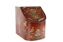 Farmhouse Folk Painted Antique Tin Store Tea or Coffee Bin Caddy Hopper #38252