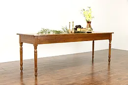Country Pine Farmhouse Antique Harvest Dining, Office, Library Table, 91" #38322