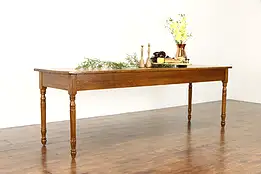 Country Pine Farmhouse Antique Harvest Dining, Office, Library Table, 91" #38322