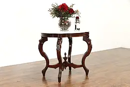 Victorian Antique Marble Turtle Top Walnut Lamp, Parlor Table, G. Henshaw #38260