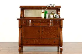 Empire Oak Farmhouse Antique Sideboard, Server, Buffet, Gallery & Mirror #38285