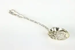 Embossed Slotted Sterling Silver Plated Antique Serving Strainer Spoon #38573