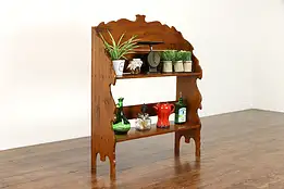 Rustic Farmhouse Antique Bucket Carved Bench Pine Bookshelf #38797