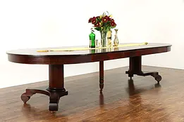 Classical Empire Antique Mahogany 52" Round Dining Table, Extends 123" #36006