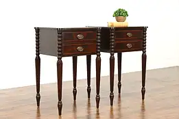 Pair of Sheraton Design Vintage Mahogany Lamp Tables or Nightstands #38538