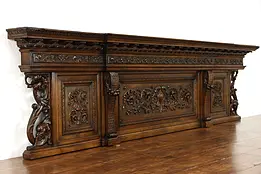 Architectural Salvage Italian Carved Walnut Antique 102" Fragment, Mantel #38852