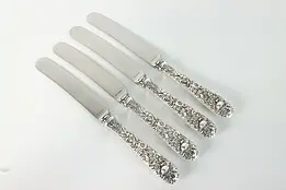 Set of 4 Sterling Kirk and Son Dinner Knives Repousse Silver 8.5" #38902