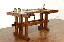 Industrial Salvage Antique Workbench, Kitchen Island, Wine & Cheese Table #38716