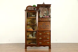 Victorian Antique Oak Side by Side Secretary Desk & Bookcase #31422