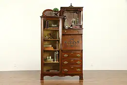 Victorian Antique Oak Side by Side Secretary Desk & Bookcase #31422