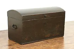 Dome Top Pine Antique 1840 Immigrant Trunk or Blanket Chest  #28738