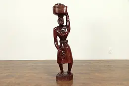 Statue of Woman Carrying a Basket, Haiti 1962, John Gaule, 39" Sculpture #31171