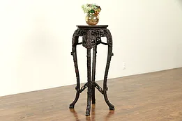Chinese Antique Rosewood Plant Stand or Sculpture Pedestal, Marble  #32003