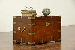 Rosewood Vintage Thai Treasure Chest or Trunk, Brass Mounts #30376