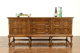 Oak Renaissance Carved Vintage Sideboard, Server, Buffet or TV Console #31169