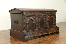 Oak Carved Antique German Dowry Trunk Blanket Chest, Signed Richters 1802 #30969