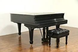 Steinway Model O Antique Ebony 71" Grand Piano, Rebuilt Recently, Bench #32037