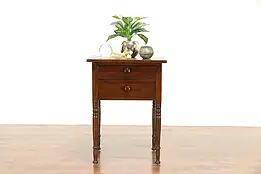 Victorian Flame Birch 1850 Antique 2 Drawer Nightstand or End Table #30277