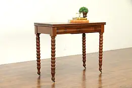 Victorian Antique Walnut Hall Console Flips Open to Game Table #31837