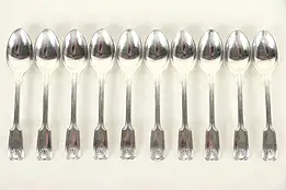 Set of 10 Demitasse Coffee Teaspoons Kings, Fiddle Pattern, Atkin England #29300