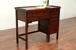 Oak Antique Watchmaker Desk or Workbench, Kitchen Island, Wine Table #29737