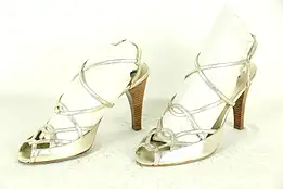 DANIBLACK Strappy Gold Stiletto Heels Sandals sz 9M