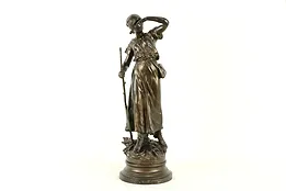 Shepherdess Gardeuse du Moutons Antique French Statue, F. Moreau #31613