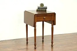 Sheraton Antique 1830 Walnut Dropleaf Pembroke Table or Nightstand, Ohio #28591
