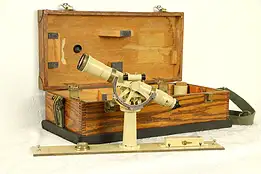 Kueffel & Esser Signed Vintage Theodolite Surveyor Transit Oak Case #32025