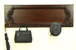 Mahogany Carved Hanging Coat or Hat Hall Rack, Antique Piano Salvage #30295