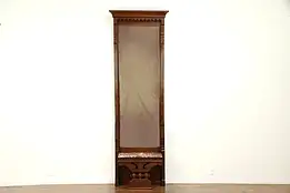 Victorian Eastlake Antique Walnut & Burl Pier or Hall Mirror Marble Shelf #31414