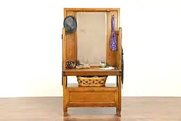 Arts & Crafts Mission Oak Antique Craftsman Hall Stand & Mirror #30484