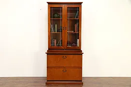 Cherry Vintage Library or Office Lateral File & Bookcase, Paoli B #30601