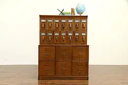 Oak Antique 20 Drawer Stacking Library or Office File Cabinet #31807