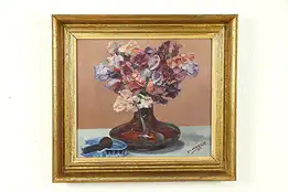 Floral Still Life Vintage Danish Oil Painting, Geo. Vuylsteke, 1944  #31302