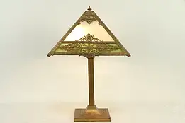 Pyramid Shape Stained Glass Shade Antique Lamp #31602