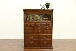 Oak Antique 15 Drawer Stacking Lawyer Office or Library File & Bookcase #31638