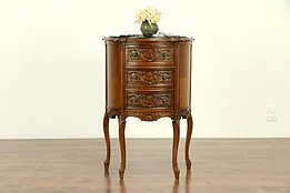 Demilune Carved Chest, Hall Console or End Table, Marble Top #30543