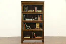 Lawyer 4 Stack Antique Bookcase, Wavy Glass, Signed Gunn of MI #31865