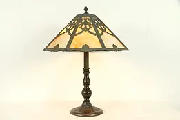 Octagonal Filigree Stained Glass Shade Antique Lamp #31141