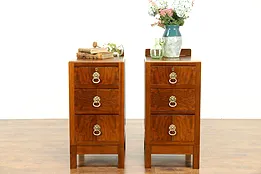 Pair of English Vintage Walnut Nightstands or End Tables #31195